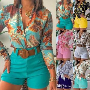 Designer Women kleding digitale gedrukte blouses voor dames herfst mode lange mouw shirt stand kraag met knopen shirts