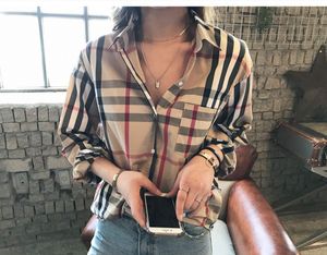 Designer Women kleding blouses shirts mode klassieke zomer nieuwe plaid t-shirt plus size casual lange mouwen top shirt kleding blouse dames shirts voor werk te koop