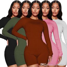 Designer Women Clothing Fitness Rompers Nieuwe draad Ronde Nek Splices Casual Sports Jumpsuits