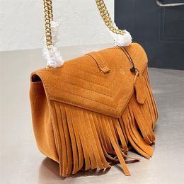 Designer Women College Suede Sag Messenger Sac France Brand Paris Nubuck Cuir Fringes Crossbodybag Handbag Lady Chain Strap Ta211j