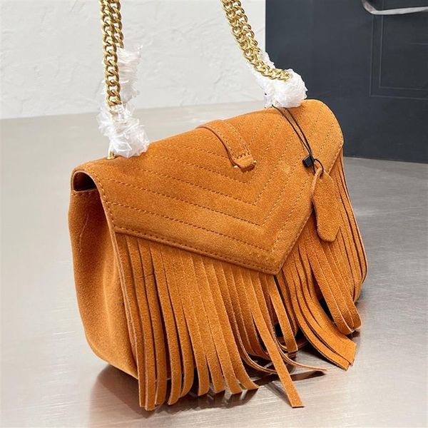 Designer Women College Sued Tassels Messenger Sac France Paris Marque Nubuck Leather Fringes Crossbodybag Sac à main