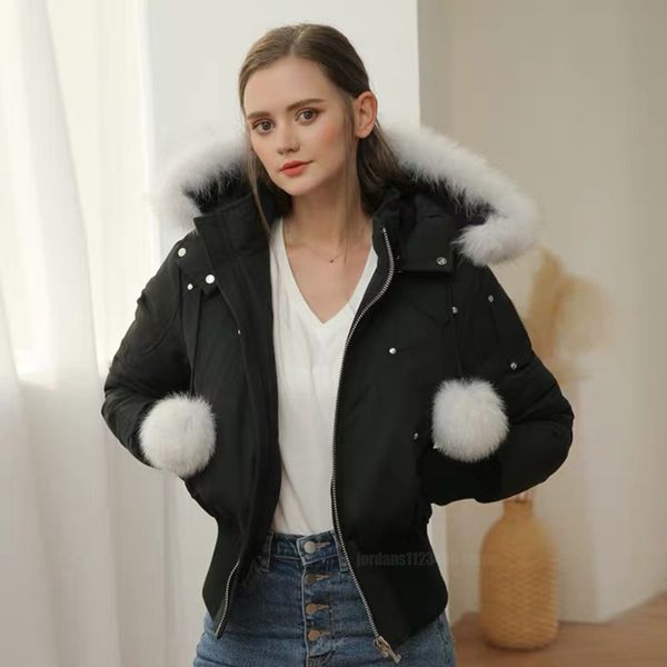 Diseñador mujer abajo chaqueta bola de pelo Canadá invierno moda parka gruesa cálida impermeable prendas de vestir exteriores ropa a prueba de viento