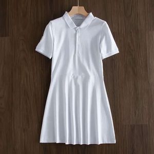 Robe de styliste à col Polo pour femmes, nouvelle couleur Pure blanc/noir/bleu, taille Sport, Slim, T-Shirt en coton, jupe d'été, 854