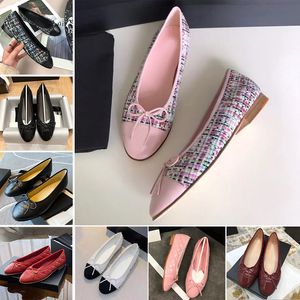 Designer Dames Kledingschoenen Hoge Hakken Parijs Zwart Ballet Flats Dames Gewatteerd Echt Leer Instapper Ballerina Luxe Ronde Neus Dames Feest Bruiloft Kantoor 35-42