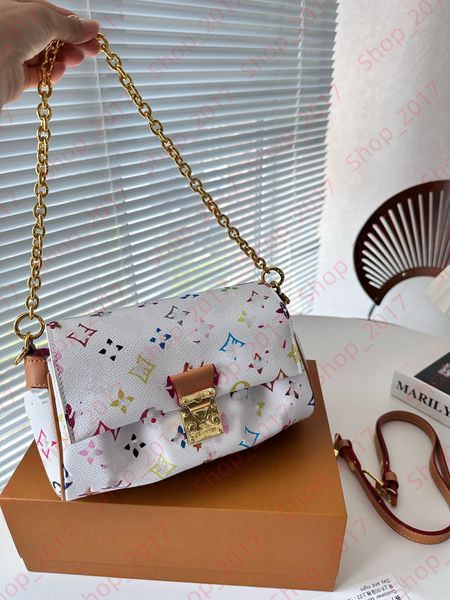 Diseñador Mujer Bolso de noche Bolso de hombro favorito Bolso Vintage Impresión multicolor Cadena Moda Crossbody Hobos Bolsa Tote Sacoche Monedero Mujer Messenger Dhgate