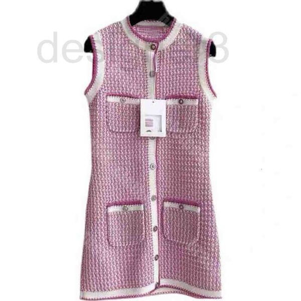 Designer Femmes Mode Tricoté Robes Casual Tank Robe Chemise Été Simple Pull Crochet Mujer Slim Fit Gilet Sans Manches Jupe Midi Lettre Br