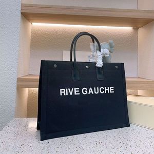 Designer Women Fashion Rive Gauche Tote Canvas Shopping Hands sacs à main Grands sacs de plage Voyage Crossbody Body Black Bager Duffle Sac portable portefeuille Satchel