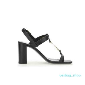 Designer femmes sandales plates chaussures flip flop à talons hauts en cuir véritable sandales en métal doré design de luxe bloc talon sandaies avec boîte 35-43