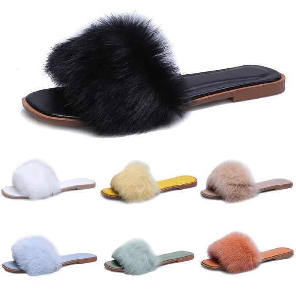 Designer Women Fur Momening Cotton Slippers Fashion Rose Jaune Black Blanc White Sandales Femmes Outdoor Hiver éraflures Lady Slipper