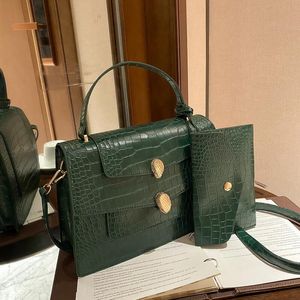 Designer- Sac à main pour femme Nouveau sac à main en cuir de crocodile Sac à bandoulière en cuir Elégant sac à bandoulière en cuir gaufré