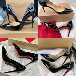 Diseñador Mujeres zapatos de tacón alto de alto fondo rojo brillante 6 cm 8 cm 10 cm de 12 cm zapatos de vestir tacones delgados bombas de patente de patente nude nude con bolsa de polvo 35-44