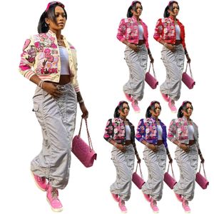 Designer Femmes Vestes Printemps Automne Style Court Survêtement Baseball À Manches Longues Imprimé Streetwear Manteaux