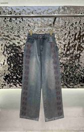 Designer damesjeans merkkleding damesbroeken modebrieven logo flens hoge kwaliteit jeansbroek met wijde pijpen 18 januari