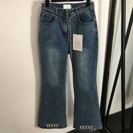 Designer Women Jeans Chain Design Denim broek Letter Emboidered denim broek Casual Daily Ins Fashion Trousers Street Style Blue Black Jeans