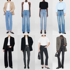 Designer dames jeans denim broek met een hoge tailed brede been broek zipper-button jeans