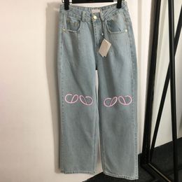 Designer Femmes Jeans Pink Letter Denim Pantal