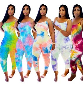 Diseñador Mujeres Jumpsuit Tie Dye Pajama Onesies sin mangas Summer Playsuits Rompers Plus Tamaño Dhl Styles Clothing 8162812168