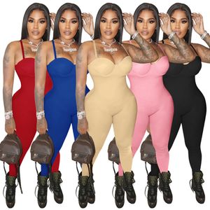 Designer Women Jumpsuits Strapless decollete spaghetti -riem romper massieve mouwloze open achterkant bodycon romper Activewear workout sport outfit