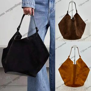 Diseñador Mujeres Khaite Bag Gamuza Tote Cuero Grandes Maxi Bolsos Adjunta Crossbody Compras Playa Lotus Sobre Pleat Hombros Bolsas genuinas