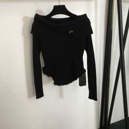 Diseñador mujer prendas de punto ropa damas alta calidad otoño moda chica Slash Neck manga larga prenda superior Dec 20