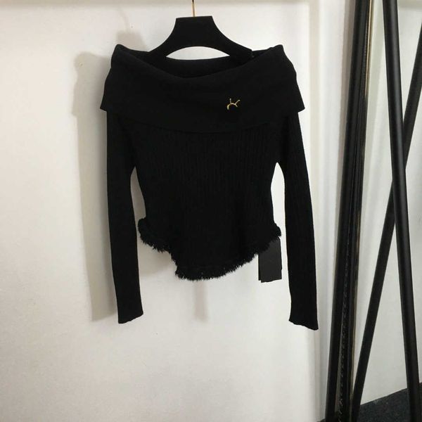 Designer femmes tricots vêtements dames de haute qualité automne mode fille Slash cou à manches longues vêtement supérieur décembre 20