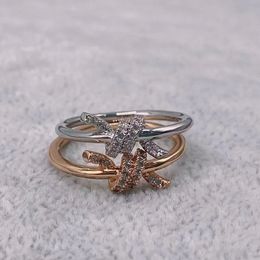 Designer femmes noeud corde noeud anneau pour les femmes de luxe léger et sens avancé paire anneau corde noeud noeud anneau haute édition cadeau de fête