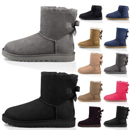 Designer Femmes Lady AUS Bottes De Neige 2023 Mode Femmes Dames Top Fourrure Noir Châtaigne Kaki Marron Rose Bleu Cheville Court Chaussons D'hiver Chaussures De Marche Plateforme Baskets