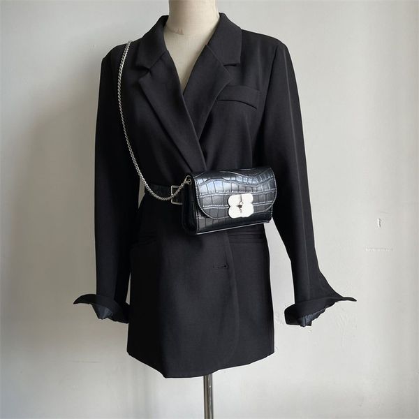 Diseñador de mujeres cinturones de cadena de cuero bolso de cuero plateado bolso de cintura negro para mujer vestido de letras pretina de lujo cinturón de cintura ajustable de cobre para mujer