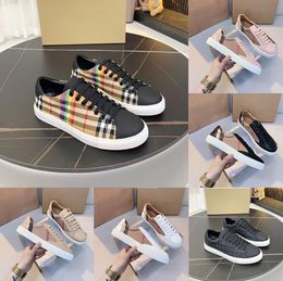 Designer dames lederen sneakers veter check schoenen vintage check-print canvas casual schoenen