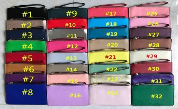 Designer femmes portefeuilles en cuir bracelet dame sacs à main pochettes fermeture éclair carte sac coloré 32 color4408731