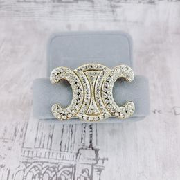 Designer Vrouwen Letters Broches Plated Volledige Crystal Rhinestone Sieraden Pin Bruid Trouwen Bruiloft Accessoires Goud Sier 2 kleur