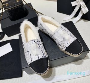 Designer Women Loafers Casual Fur Shoes Dress Slip-on Spring Shoe