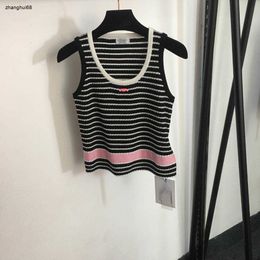 Gilet en tricot luxueux pour femmes, vêtement de styliste, coupe Slim, rayé, tricot de haute qualité, vêtement supérieur, Jan 13