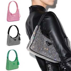 Designer de luxe Sacs en cristal de strass brillants Sacs à main de diamant de mode pour femmes fourre-tout sac à main triangle sac sous les bras hommes cross body épaule aisselle embrayage rose sacs