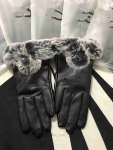 Designer femmes hommes gants en cuir en peau de mouton femme gants d'hiver chaud en cuir souple mode antigel cinq doigts Cony cheveux gant écran tactile