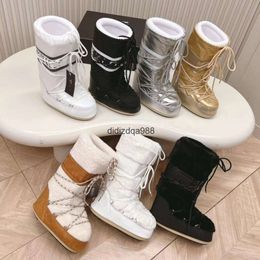 Designer Women Heren Waterdichte Nylon Fabric Shoes Warm Inner Elevating Dames Snow Boots High-End Fashion Thigh Boots Dames Giant Thermal Boots Dames