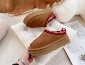 Diseñador Mujer Hombre Tazz Tobillo Zapatillas Botas Felpa Casual Botas cálidas Cuero real Mujer Slip-on Botas de algodón