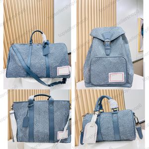 Diseñador Mujer Hombre Tote de fin de semana Bolso de mezclilla lavado en relieve Bolso de mano de viaje Bolso de hombro Bolso de compras Bolso de noche cruzado M22537 M22534