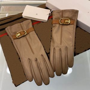 Gants de styliste en cuir pour hommes et femmes, doigts d'hiver, écran tactile, cyclisme, gants chauds et isolés en peau de mouton
