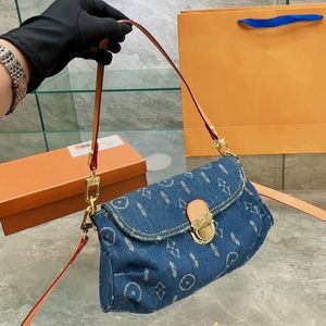 Diseñador Mujer Mini Bonito Bolso de hombro de mezclilla Francia París Marca de lujo L Monogramas Flores Impreso Lona Bolsos para axilas Lady Doule Correas Cross Body Hobo Bags