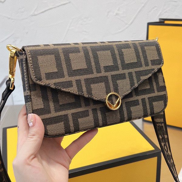 Mini bolso de lona de tres piezas para mujer de diseñador Bolsos de diseñador de lujo Bolsos de bordado de la marca F de Italia Bolso de hombro para mujer con monedero y tarjetero