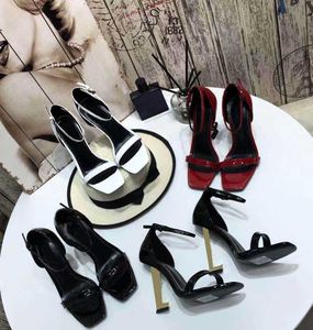 Designer femmes OPYUM chaussures habillées CASSANDRA show styles sandales Talon noir Peinture sandale femme talons hauts 10cm mode marque de luxe en cuir véritable qualité supérieure