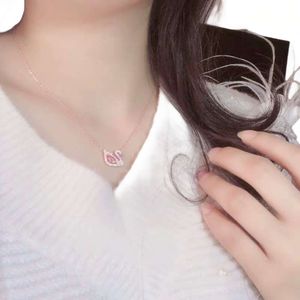 Designer Women Original Quality S Sier Black Necklace Romantic Pink Swan veelzijdig geschenk