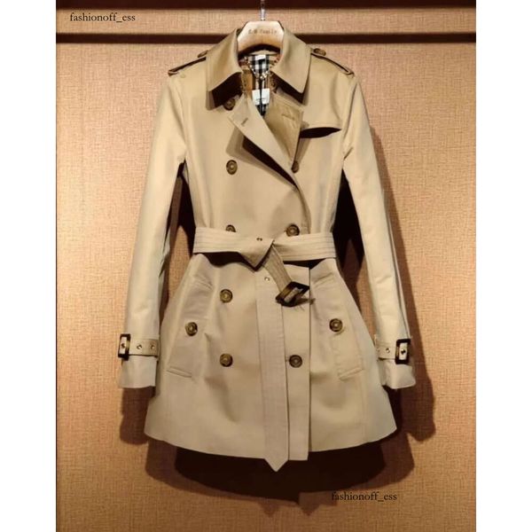 Trench-Coat court de luxe pour femmes, vêtement d'extérieur de styliste, nouveau printemps-automne, Trench-Coat britannique, costume mi-long avec revers ceinturé, décontracté de styliste Long Trench Coat 749