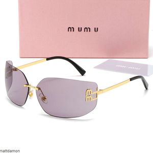 Diseñador Mujeres Gafas de sol de hombre de gran tamaño Diseñadores Ladie Miui Lunette Soleil Mui Gafas Sun Opcional Sonnenbrillen Gafas de Sol con caja