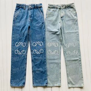 Designer Femmes Pantalons Jeans Lettre creuse Pantalon de broderie High Street Girl Lady Pantalon en denim droit