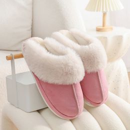 Pantoufles en peluche de styliste pour femmes, diapositives imprimées roses, pantoufles en coton à bout ouvert, chaussures d'intérieur à la mode pour la maison, taille 36-45