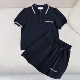 Designer Women Polo Top Rok Outfit Summer Sporty Elegant Women Polos Outfits Navy White Shirt Tops Drawing Taille Brand Rokken Set