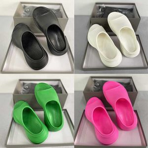 Designer Femmes Poolcroc Slide Plateforme En Caoutchouc Sandel 5cm Épais Bas Pantoufles Noir Blanc Plage Diapositives Chaussures À Bout Ouvert Avec Boîte NO445