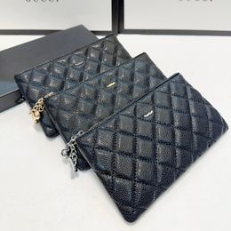 Monedero de diseñador para mujer, bolso de caviar de 18x12cm, herrajes de rombo de piel de becerro, bolso con cremallera de múltiples bolsillos de metal, monedero pequeño colgante exquisito, bolso para teléfono móvil, bolso para llaves, bolsos para tarjetas